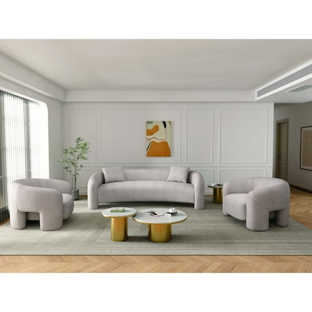 Manhattan Comfort 3-Piece Modern Sylvia Tweed  Sofa, Accent Pillows and 2 Accent Chairs in Gold Dust 3-SFAC1770-GD